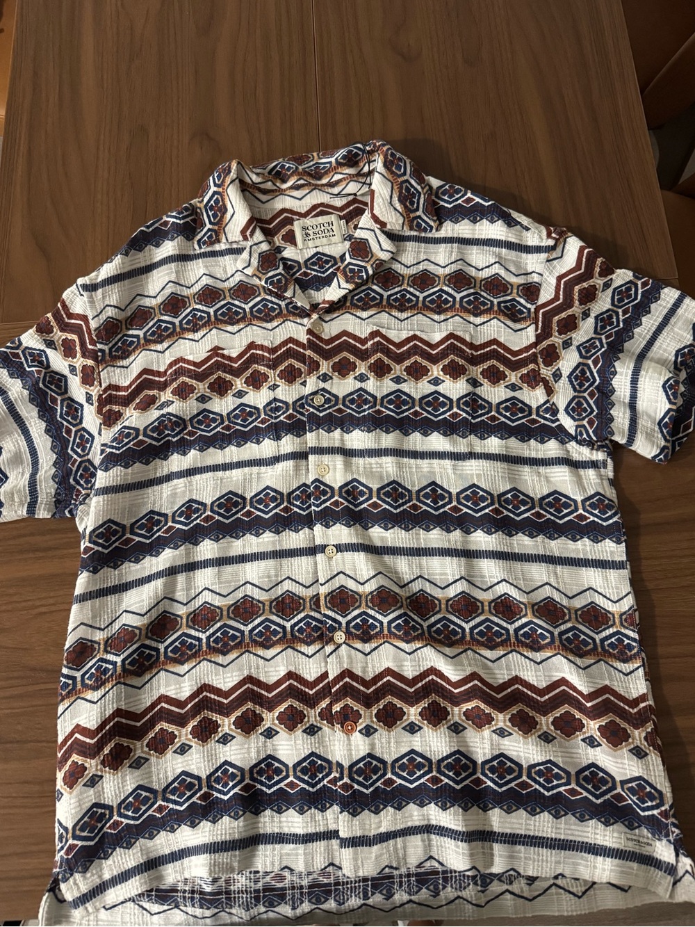 Scotch & Soda Men's Short Sleeve Patterned Button-Up Shirt
